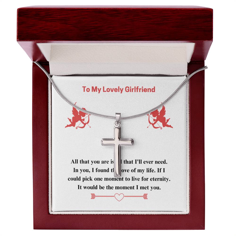 To Girlfriend - If I could - Artisan Cross Necklace