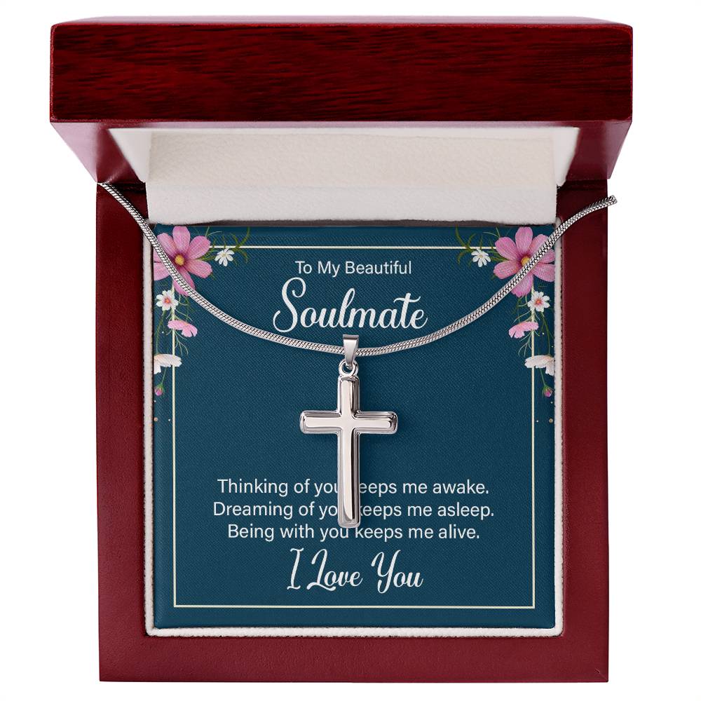 To Soulmate - Thinking of you - Artisan Cross Necklace