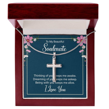 To Soulmate - Thinking of you - Artisan Cross Necklace