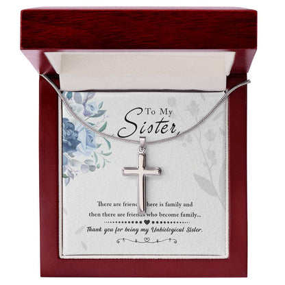 To Sister - There are friends - Artisan Cross Necklace